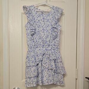 LoveShackFancy Blue Floral Ruffle Dress